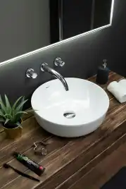 Раковина накладная Aquanet MOON-1 41,5х41,5х13,5 круглая, Белая глянцевая