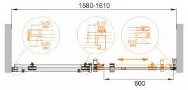 Душевая дверь Cezares STYLUS-M 160 см, STYLUS-O-M-BF-1-160-C-Cr, профиль Хром, стекло Прозрачное