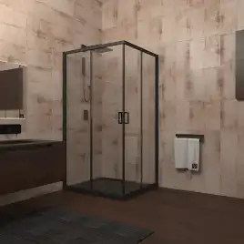 Душевой уголок Veconi Rovigo RV-13 90х90х195, профиль Черный, стекло прозрачное (RV13-90-01-C5)