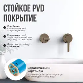 Смеситель для раковины AVS Elegant 811-402-GM встраиваемый, с внутренней частью, оружейная сталь