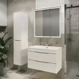 Шкаф-пенал для ванной Grossman Виста 30 подвесной, белый глянцевый (303068)