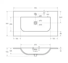 Керамическая раковина CEZARES CZR-8099-90/50