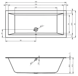 Акриловая ванна RIHO LUGO 180x80 (с тонким бортом) прямоугольная B133001005