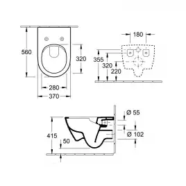 Унитаз подвесной Villeroy&Boch SUBWAY 2.0, безободковый, тонкое сиденье микролифт, 5614R2R1
