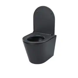 Унитаз подвесной IDDIS Calipso CALR3BMi25 безободковый, с сиденьем микролифт Черный матовый