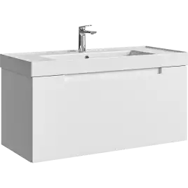 Тумба с раковиной подвесная Aqwella Vancouver 100 VAN01101, с одним ящиком, цвет белый