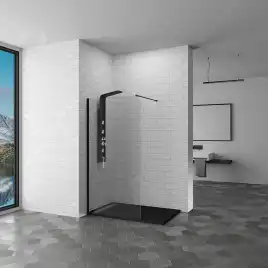 Душевая перегородка Good Door Walk IN SP-100-C-В, ВИ00013, профиль Черный, стекло Прозрачное