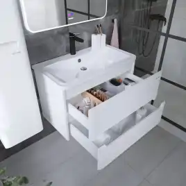 Тумба под раковину Grossman Адель-Норма 80 подвесная, белая глянцевая (108022)