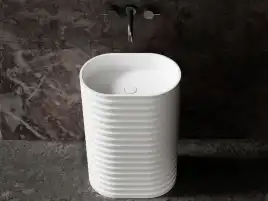 Раковина напольная ABBER STEIN 58х38х87 AS2550-H, овальная, белая матовая