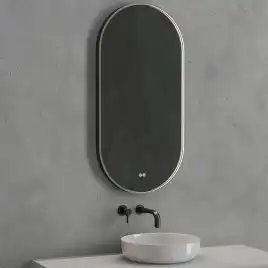 Зеркало с подсветкой AVS AG 50x100 см, антипар, оружейная сталь