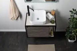 Раковина накладная Aquanet CITY-1 38,5х38,5х14 квадратная, Белая глянцевая