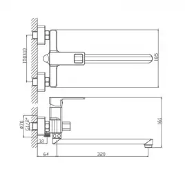Смеситель для ванны Haiba HB22615-7 с длинным изливом, черный
