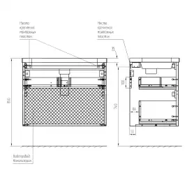Тумба с раковиной AVS Гармония 100 черная матовая, N821-07-1000BM-01-1010BM