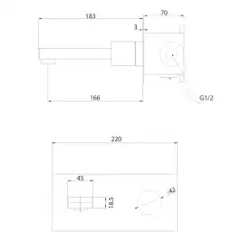 Смеситель для раковины Abber Rund AF8712B встраиваемый, с внутренней частью, Черный матовый