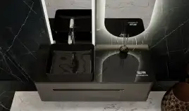 Тумба под раковину Jorno SHINE 100 Shi.01.100-M/P/A Серый антрацит