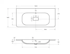 Раковина CEZARES CZR-1000/480-LV-MR-NV-W0