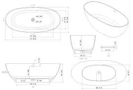 Ванна из искусственного камня Allen Brau 170x80 Solid Stone Krion Oval 2.35003.21, белая матовая