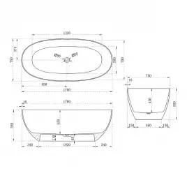 Ванна из полиэфирной смолы Vincea 170х75 VBT-6T01B отдельностоящая, Черная матовая