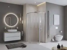 Душевой уголок BelBagno UNO-195-P-1-90-CH-CR стекло шиншилла матовая, профиль Хром