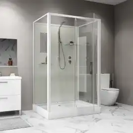 Душевая кабина Niagara Standart 100х80 ST100/80/15Q/BK низкий поддон, белый профиль, без крыши