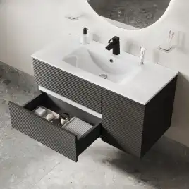 Тумба с раковиной IDDIS Bild 100, подвесная, Темно-серый, BIL10G0i95K