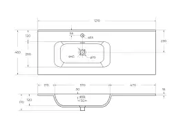 Керамическая раковина, чаша слева, CEZARES CZR-8095-120-L