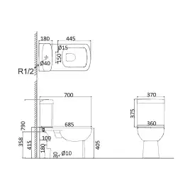 Унитаз-компакт Creo Ceramique TOURS  с функцией биде и тонким сидением микролифт