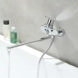 Смеситель для ванны Aquatek Ника AQ1842CR с длинным изливом, Хром