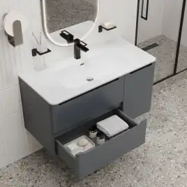 Тумба с раковиной IDDIS Edifice 100, подвесная, Темно-серый, EDI10D0i95K