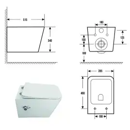 Подвесной унитаз Azario Dezi White BD AZ-W05-SWBD безободковый, с функцией биде, с сиденьем микролифт