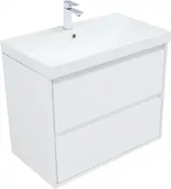 Тумба под раковину Aquanet Милан 80 белый глянец, подвесная, 336369