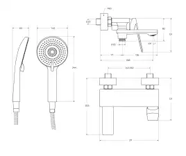 Смеситель для ванны и душа Cezares COMFORT-VD-01, Хром