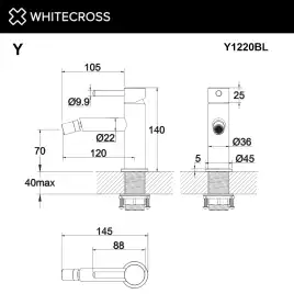 Смеситель для биде Whitecross Y black Черный матовый, Y1220BL