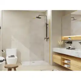 Душевая перегородка Azario Walk-in 110 AZ-251-110-BGL-CL стекло 8 мм прозрачное, профиль Золото матовое