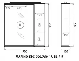 Зеркало-шкаф BelBagno MARINO-SPC-700/750-1A-BL-P-R  Bianco Lucido