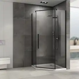 Душевой уголок ABBER Ewiges Wasser 100х100 см, AG05100B, профиль черный, стекло прозрачное
