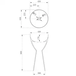 Раковина напольная ABBER STEIN 45х45х90 AS2507, круглая, белая матовая
