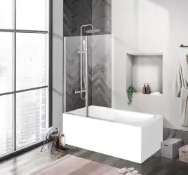 Шторка для ванны BelBagno Uno 90 см, UNO-V-2-90/150-C-Cr, профиль Хром, стекло Прозрачное