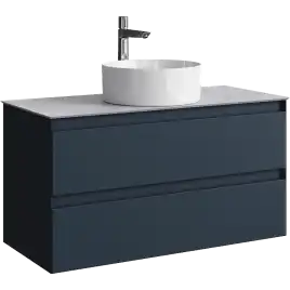 Тумба с раковиной подвесная Aqwella Geometria 100 GE01102GRM+STG1014X456GS, со столешницей серый камень, цвет серый