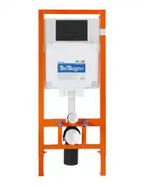 Комплект 4 в 1 Унитаз подвесной BelBagno SELA BB3201CHR-MB с сиденьем BB3201SC-MB + Система инсталляции для унитазов BelBagno BB002-80 с кнопкой смыва BB007-PR-NERO.M
