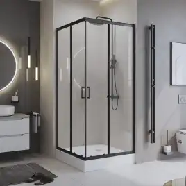 Душевой уголок BelBagno UNO-195-A-2-90-C-NERO профиль Черный стекло Прозрачное