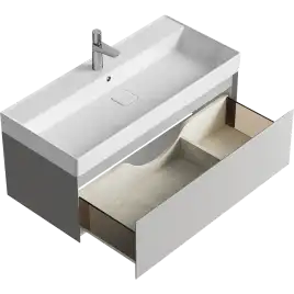 Тумба с раковиной подвесная Aqwella Geometria 100 GE01101ST, с одним ящиком, цвет серый туман