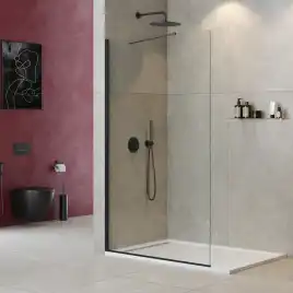 Душевая перегородка универсальная LIBERTA-L-1-TB-115-C-NERO стекло Прозрачное, профиль Черный