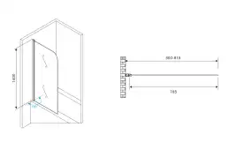 Шторка для ванны Abber Ewiges Wasser 80 см, AG52080B, профиль Черный, стекло Прозрачное