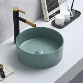 Раковина AVS Лилиан 36x36 зеленая матовая с донным клапаном