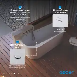 Акриловая ванна Abber 170х78 AB9494-1.7, отдельностоящая, Белая глянцевая