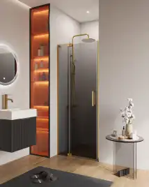 Душевая дверь в нишу CEZARES SLIDER-B-1-80/90-GRIGIO-BORO стекло Тонированное (графит), профиль Брашированное золото