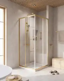 Душевой уголок CEZARES RELAX-304-A-2-80-C-BORO прозрачное стекло, профиль Брашированное золото