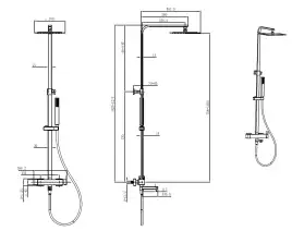 Душевая система Allen Brau Infinity 5.21029-31 для ванны с изливом, верхний и ручной душ, Черный матовый