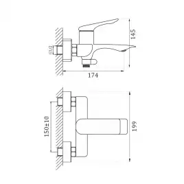 Смеситель для ванны Haiba HB60816 с коротким изливом, хром